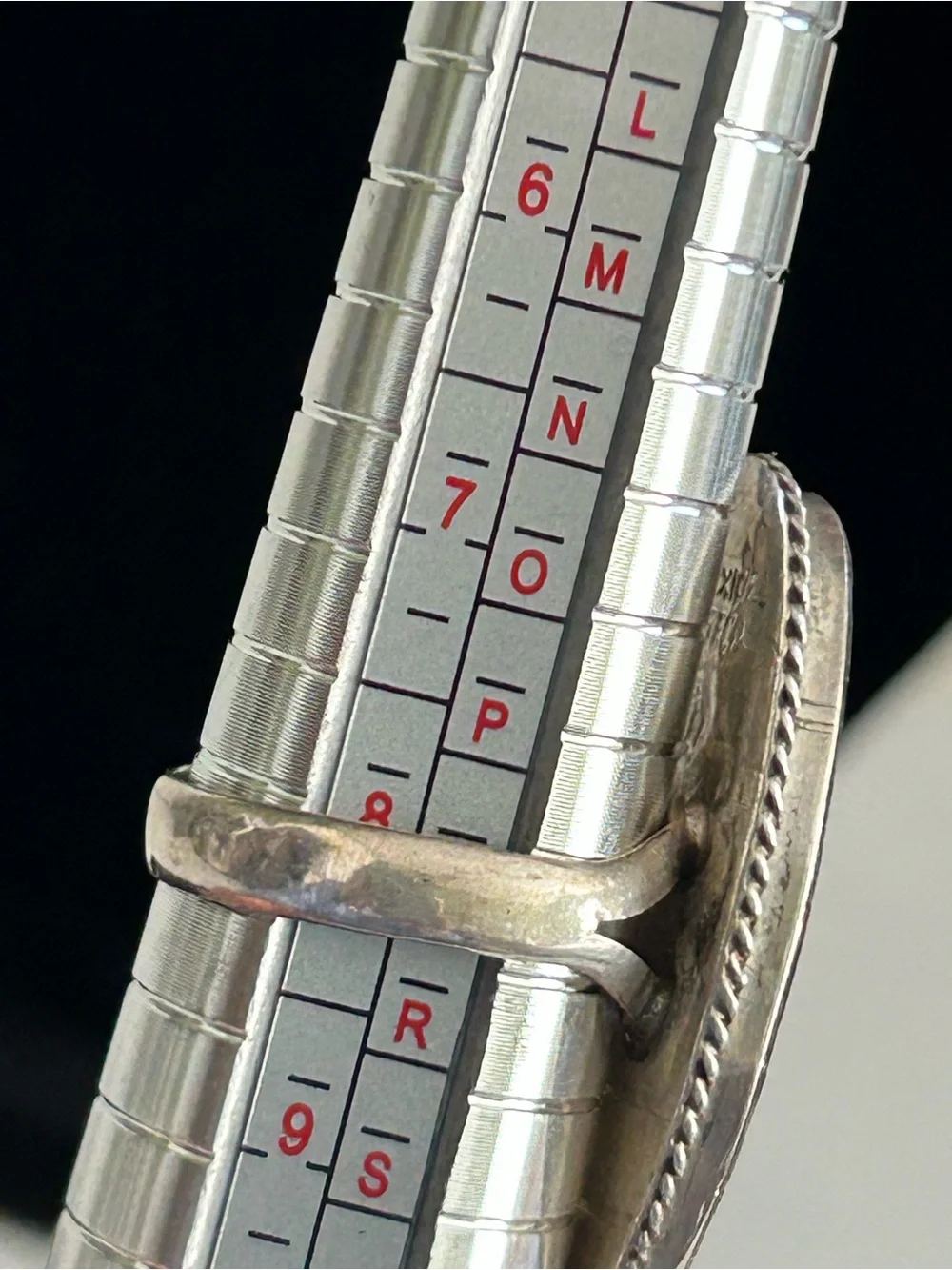 Vintage Taxco Mexico Sterling Silver Cannabis Inlay Abalone Ring Size 8.25